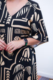 Vestido Decote V Manga Morcego em Viscolinho Sabrina