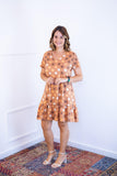 Vestido com Babado Gola V e Manga Curta Verona