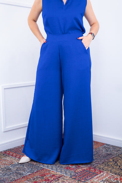 Calça Maxi Renata – Pantalona em Linho Light com Bolsos Laterais