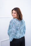 Blusa Bela - Manga Flare com Decote V em Crepe