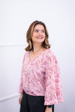 Blusa Bela - Manga Flare com Decote V em Crepe