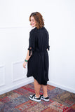 Vestido Bruna - Chemise Midi Gola V em Viscolinho
