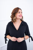 Vestido Bruna - Chemise Midi Gola V em Viscolinho