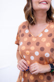 Vestido com Babado Gola V e Manga Curta Verona