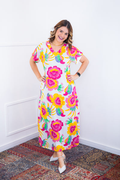 Vestido Antonella – Decote V com Fendas Laterais em Malha Confort Deluxe