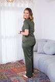Conjunto Elizabeth - Calça Pantalona em Malha Canelada