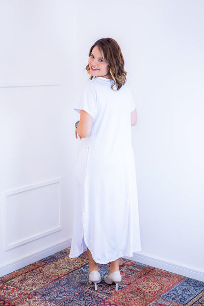 Vestido Antonella - Decote V e Fendas Laterais em Malha Fria BF