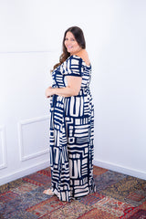 Vestido Longo Cecília – Manga Ciganinha em Viscolinho com Bolsos Laterais