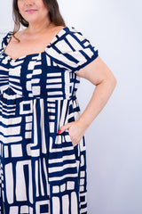 Vestido Longo Cecília – Manga Ciganinha em Viscolinho com Bolsos Laterais