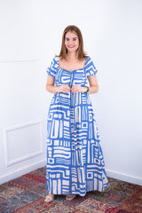 Vestido Longo Cecília – Manga Ciganinha em Viscolinho com Bolsos Laterais
