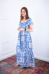 Vestido Longo Cecília – Manga Ciganinha em Viscolinho com Bolsos Laterais