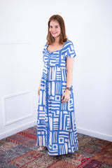 Vestido Longo Cecília – Manga Ciganinha em Viscolinho com Bolsos Laterais