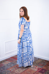 Vestido Longo Cecília – Manga Ciganinha em Viscolinho com Bolsos Laterais