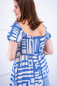 Vestido Longo Cecília - Manga Ciganinha em Viscolinho com Bolsos Laterais