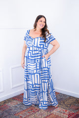 Vestido Longo Cecília – Manga Ciganinha em Viscolinho com Bolsos Laterais