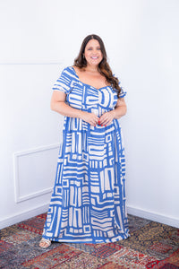 Vestido Longo Cecília - Manga Ciganinha em Viscolinho com Bolsos Laterais