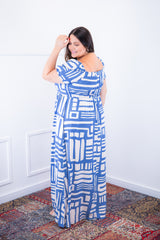 Vestido Longo Cecília – Manga Ciganinha em Viscolinho com Bolsos Laterais