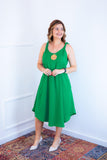 Vestido Dandara - Midi de Alça Decote V em Linho Light