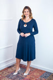 Vestido Madrid - Gola Oval Manga Longa