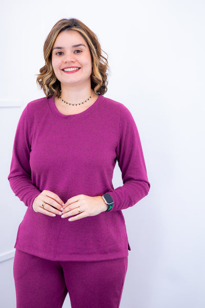 Blusa Marina – Manga Longa em Lãzinha com Gola Redonda