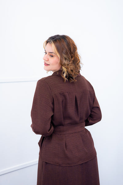 Camisa Social Encanto – Com Cinto e Manga Longa em Linho Light
