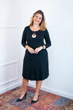 Vestido Madrid - Gola Oval Manga Longa