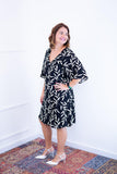 Vestido Decote V Manga Morcego em Viscolinho Sabrina