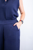 Calça Maxi Renata – Pantalona em Linho Light com Bolsos Laterais