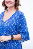 Vestido Decote V Manga Morcego em Viscolinho Sabrina