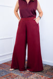Calça Maxi Renata – Pantalona em Linho Light com Bolsos Laterais