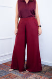 Calça Maxi Renata – Pantalona em Linho Light com Bolsos Laterais