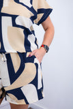 Conjunto Salvador – Bermudinha e Blusa em Crepe com Estampa Geométrica