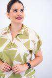 Conjunto Salvador – Bermudinha e Blusa em Crepe com Estampa Geométrica