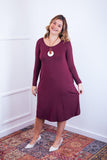 Vestido Madrid - Gola Oval Manga Longa