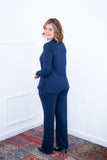 Conjunto Zurique - Lãzinha com Blusa Gola V e Calça Pantalona com Bolsos Faca