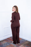 Conjunto Zurique - Lãzinha com Blusa Gola V e Calça Pantalona com Bolsos Faca