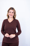 Conjunto Zurique - Lãzinha com Blusa Gola V e Calça Pantalona com Bolsos Faca