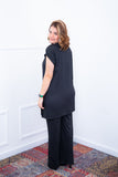 Conjunto Portugal – Túnica Longa com Fenda Lateral e Calça Pantalona em Malha Canelada