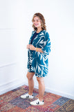 Conjunto Kimono Dora Oversized Estampado e Bermudinha em Crepinho