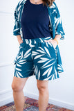 Conjunto Kimono Dora Oversized Estampado e Bermudinha em Crepinho