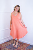 Vestido Dandara - Midi de Alça Decote V em Linho Light