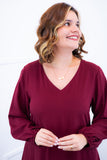 Vestido Rafaela - Longuete com Babado Gola V em Viscolinho