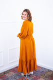 Vestido Rafaela - Longuete com Babado Gola V em Viscolinho