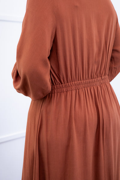 Vestido Rafaela - Longuete com Babado Gola V em Viscolinho