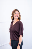 Blusa Cristina - Com Manga Morcego Gola V em Malha Confort