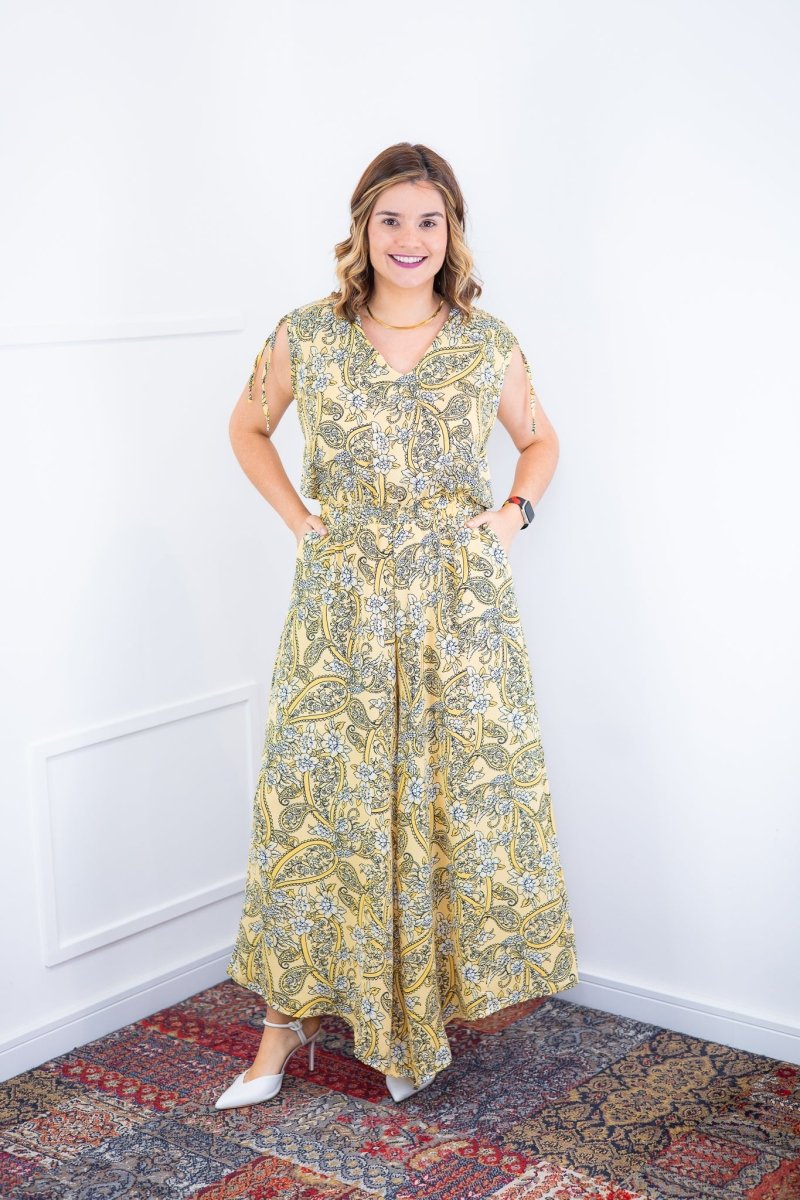 Macacão Caribe - Pantalona em Crepe com Decote V - Naguirre Shop