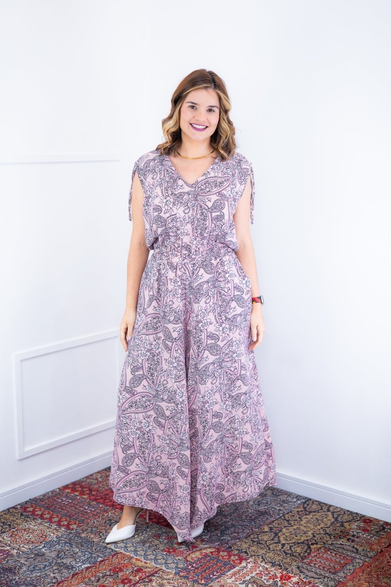 Macacão Caribe - Pantalona em Crepe com Decote V - Naguirre Shop