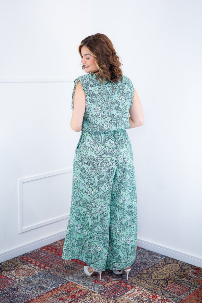 Macacão Caribe - Pantalona em Crepe com Decote V - Naguirre Shop