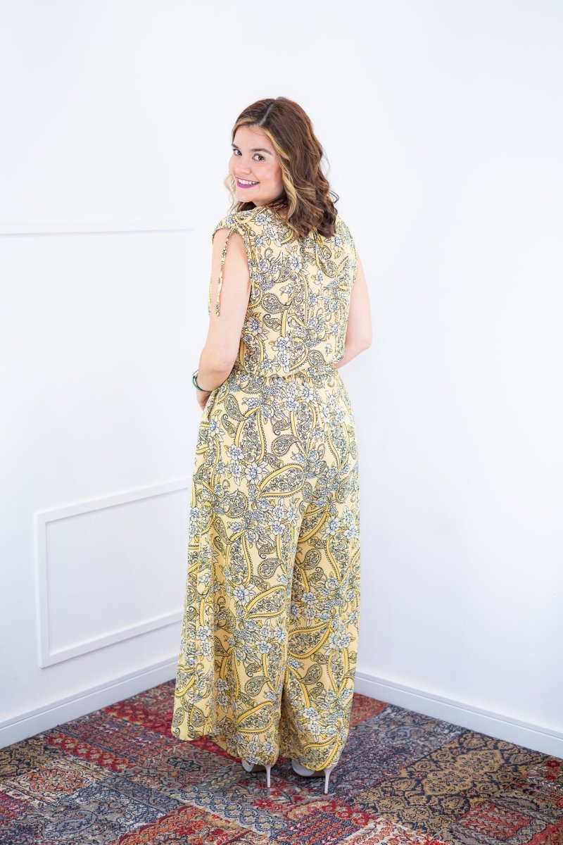 Macacão Caribe - Pantalona em Crepe com Decote V - Naguirre Shop