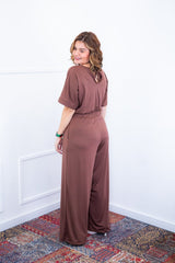 Macacão Isadora - Manga Japonesa com Calça Pantalona - Naguirre Shop